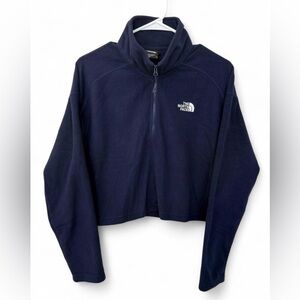 Women's The North Face Glacier Fleece Half Zip Short Jacket Large Navy‎ Pullover